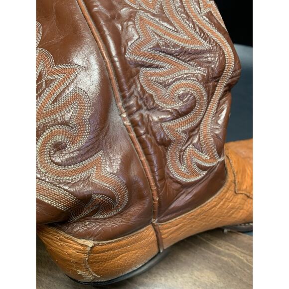 Vintage Ostrich Leather Cowboy Boots 11 D Western Embroidery main image 16